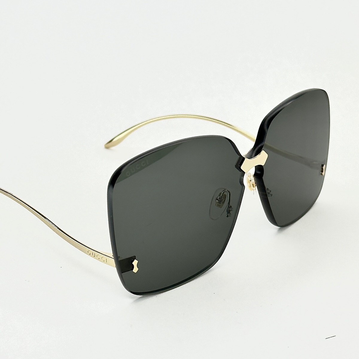 GUCCIサングラス GUCCI 0352 Metal Gold Black Retro Rimless Chunky Sunglass GG0352S