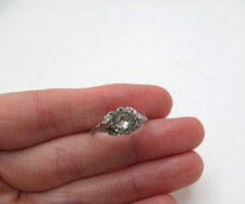 Vintage 925 Sterling Silver Green Stone Fancy Cut Whimsical Setting Ring Size 7