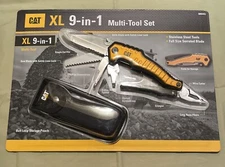 9-IN-1 MULTI-TOOL SET CAT XL FULL SIZE KNIFE BLADE & PLIERS + BELT LOOP SHEATH