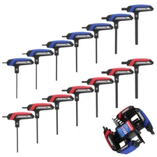 WORKPRO 14PCS T-Handle Allen Wrench Set Metric/SAE T Handle Hex Key Long Hex Key