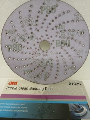 3M 01820 Purple Clean Sanding Hookit Disc 6''  7451 P80 Grit 50 Pack DA Auto Body