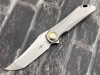 Twosun TS196-M390-Satin Folding Knife M390 Blade Titanium Handle Pocket Knife