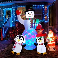 Christmas Inflatables Outdoor Decorations, 8 FT Inflatable Snowman with Pengu...