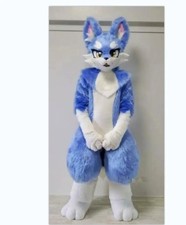 Long Fur Husky Dog Fox Mascot Costume Cartoon Outfits Fursuit Halloween Furry