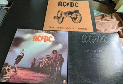 3 LP Records AC/DC Back in Black For Those About to Rock Let There Be Rock VG+