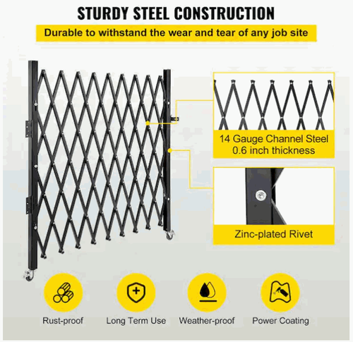 VEVOR Single Folding Security Gate Folding Door Gate 74"W x 51.57"H Scissor Gate - Picture 2 of 3