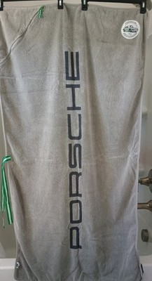 Porsche oversized beach towel, New - still in packaging. Grey w/zipper pocket