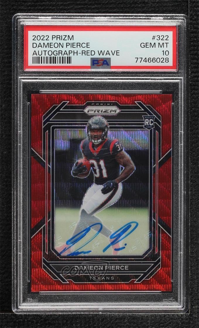 2022 Prizm Rookies Red Wave /149 Dameon Pierce #322 PSA 10 GEM MT Rookie Auto RC