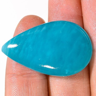 ICE AMAZONITE Pear Cabochon Top Amazonite Gemstone 37.10 Cts 20x33x7 mm tr6