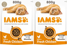 IAMS Complete Dry Cat Food for Kittens with Chicken 800 G (Pack of 2) 14.15 per kilo