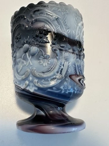 Fenton Glass Toothpick Holder Purple Slag Wild Strawberry Pattern Vintage