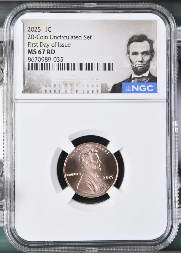 2025 P & D Lincoln SHIELD 1c Cent 2 Coin Set NGC MS67 RD FIRST DAY Issue - FDI . - Image 4 of 4