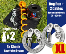 Heavy Duty Tie Out Stake - Tangle-free Two Dog Tie Out with Cables Up to 150lbs