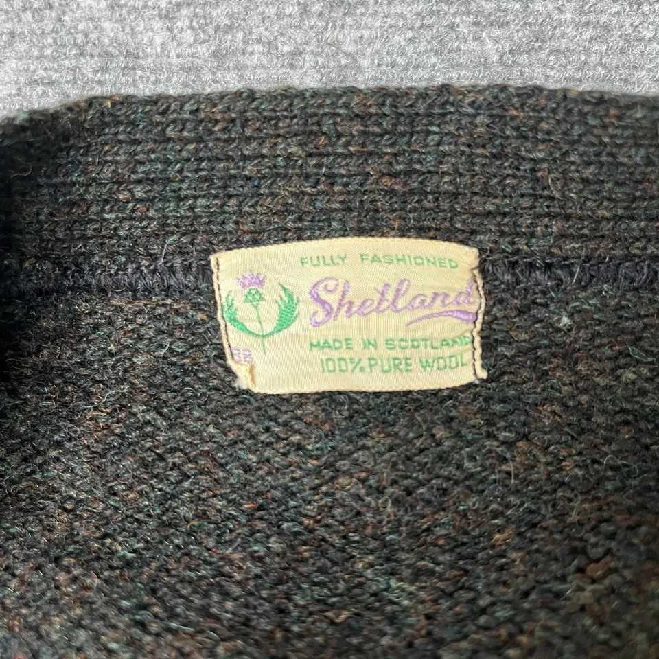 Suéter Cárdigan Shetland 100% Lana Años 70 De Colección Hecho en Escocia Envejecido Foto 2 de 4