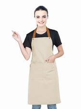 Younber Kitchen Bib Apron with Pockets, Women Men Adjustable Neck Strap Water Re