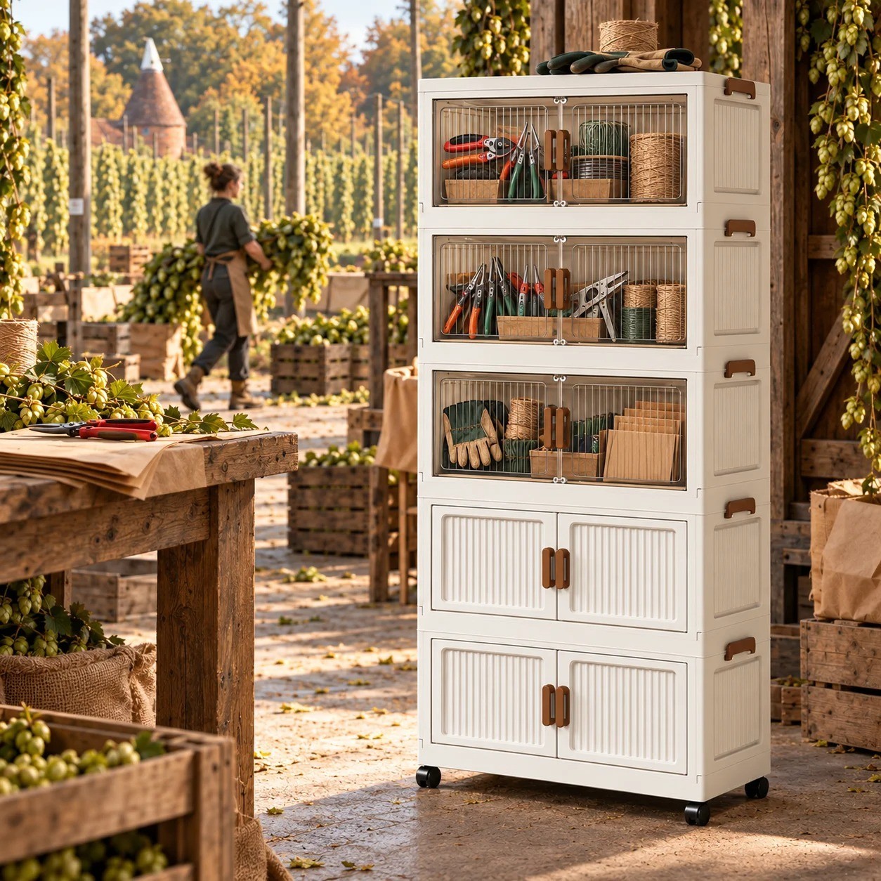 Rolling Storage Cabinet 3/4/5 Tier Foldable Utility Organizer For Home & Garden