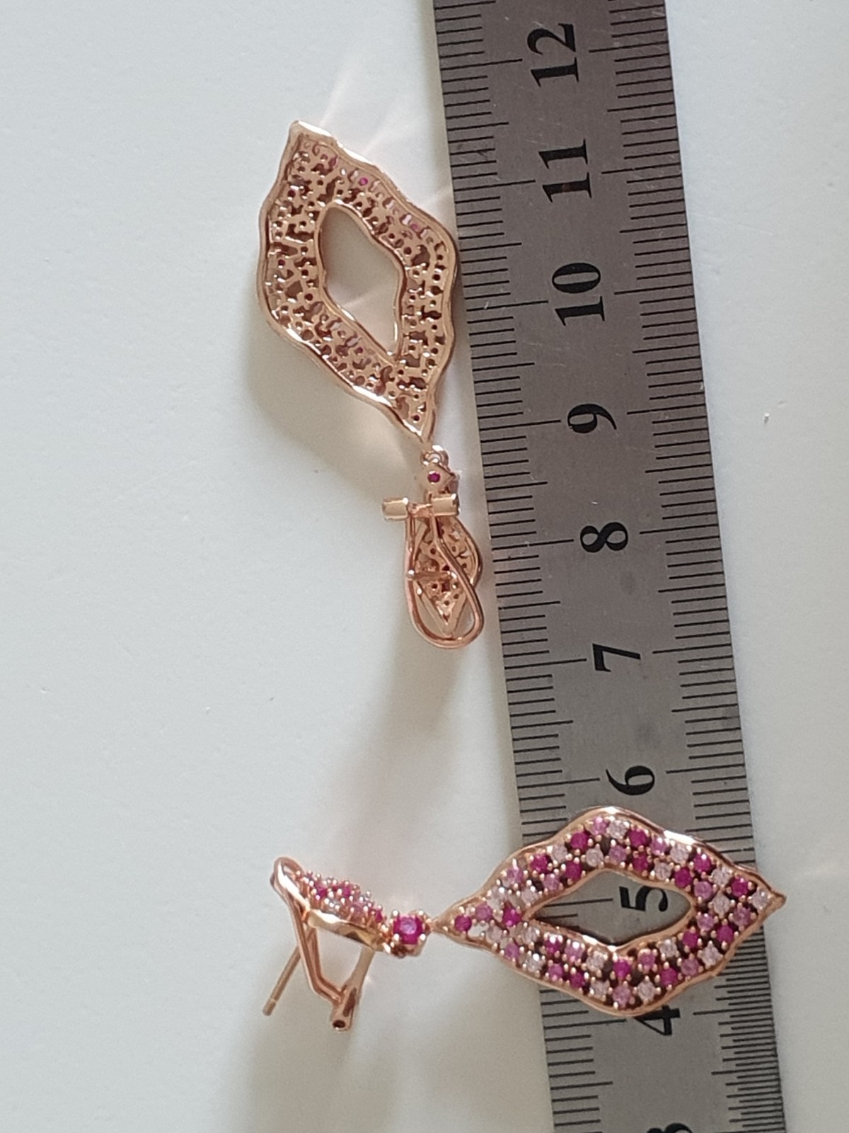 Pink Sapphire And Ruby Large Dangle Drop Earrings… - image 5