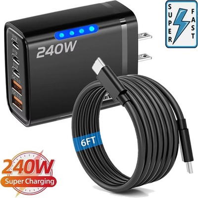 240W Super Fast Charging USB Type C Wall Charger For iPhone Samsung Google Motor