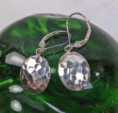Stunning Sterling Silver JCM Jacmel Mauritius Dangle Earrings 925 Hammered 1.91g