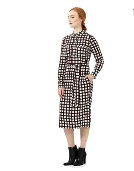 Women Jasper Conran Dress Burgundy Viscose 40 / L #9K64