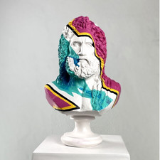 Handmade Zeus Pop Art Art Sculpture, Large Greek Roman Statue Bust Home Decor