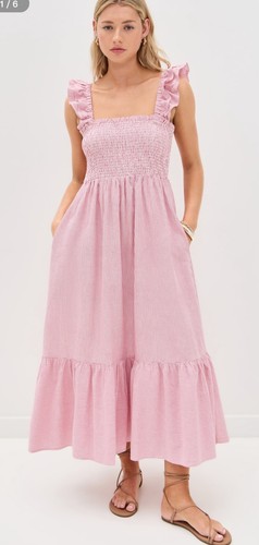 Marea By Liz Joy Sasco Red & White Gingham Smocked Maxi Dress Women’s XS $218 - Picture 2 of 15