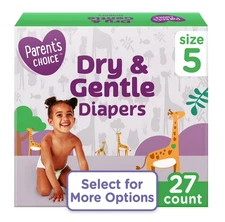Parent's Choice Dry & Gentle Diapers Size 5, 27 Count