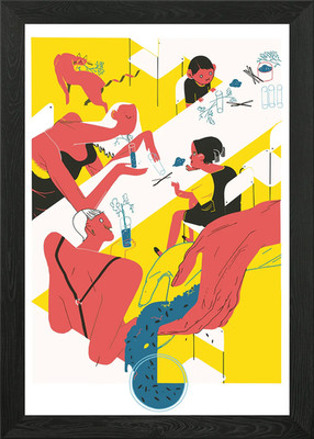 Science Class Illustration mit Peo gerahmtes Wandbild Poster Leinwanddruck Bild