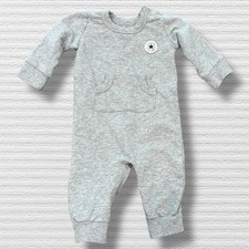 Converse All Star Baby Boys 6M Gray Long Sleeve Jogger Romper Logo Patch