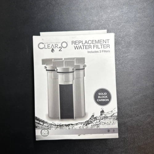 Clear2O Solid Carbon Block Water Replacement Filter Pack 2 Filters Plus 1 Extra  