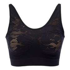 Rhonda Shear Ahh Bra with Adjustable Straps and Lace Detail Large Black 229.14