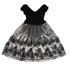 Vintage Y2K Whimsigoth SL Fashions Black Metallic Homecoming Cocktail Dress 8
