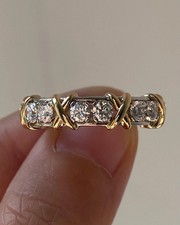 Round Cut Lab Created Diamond Engagement Eternity Band 14K Two Tone Plated
