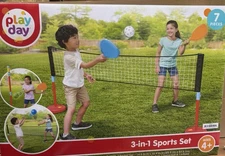 Play Day Kids 3/1 Sports Set, Pickleball, Volleyball & Swing Ball *Gift Idea New