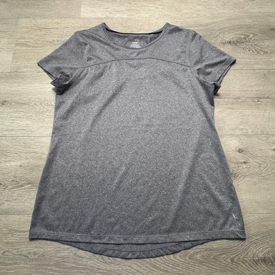 Danskin Now Womens Grey Heather Dri-More Activewear Top Back Cutout Large 12-14