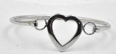 Neu ungetragen Sterlingsilber vorne schließen großes offenes HERZ Armreif Armband 7,5''