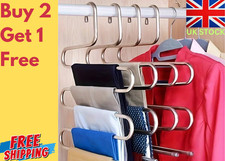 Multi Layer Hanger Stainless Steel S-Hook for Trousers Pants Closet Space Saving