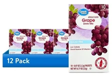 12 PACK Great Value Sugar-Free Grape Powdered Drink Mix, 0.77 oz, 10 Packets