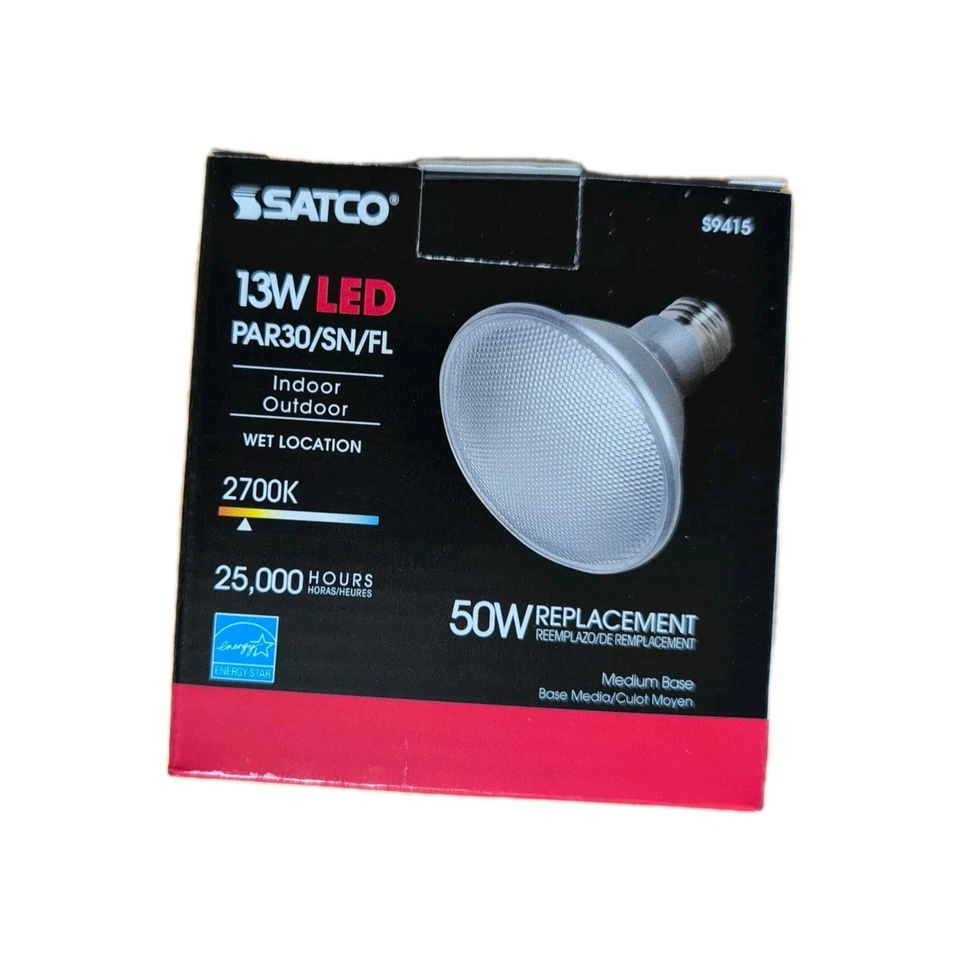 Satco 13W LED 40° Flood (50W Eq) S9415 13PAR30/SN/FL Indoor/Outdoor Wet Location - Image 3 of 4