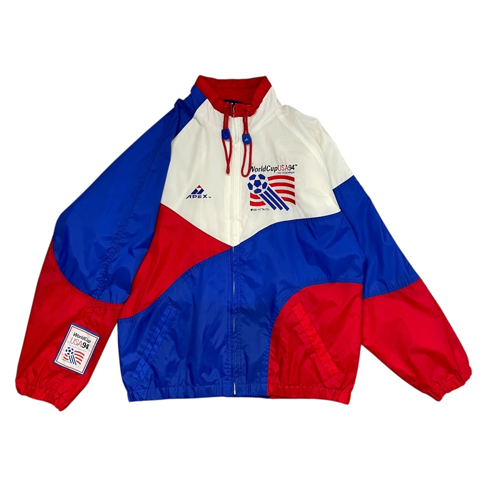 VTG 90s WORLD CUP USA 94 SOCCER FOOTBALL APEX ONE NYLON WINDBREAKER JACKET Sz M