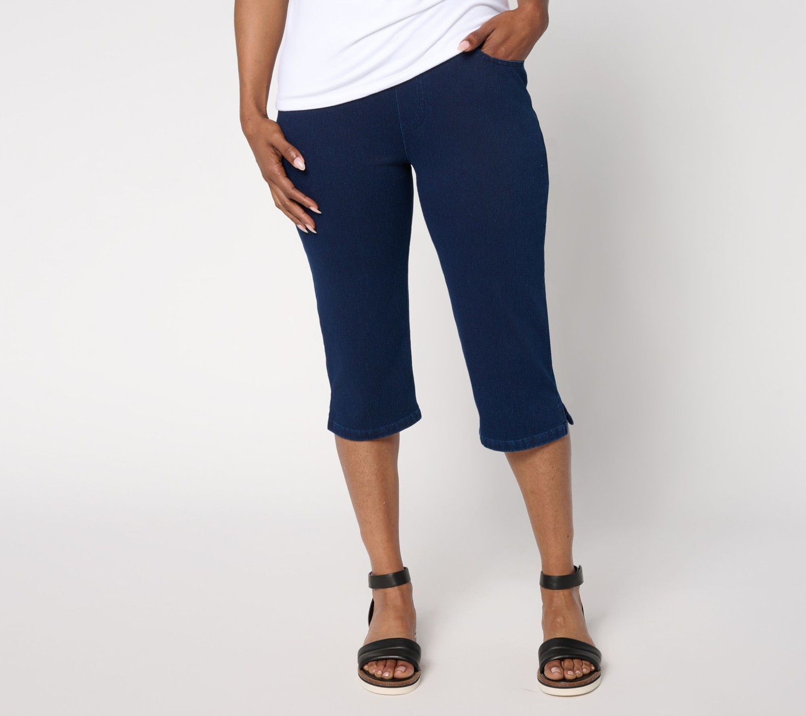 Denim & Co. Women's Pants Sz XL Comfy Knit Air Skimmer Wide Blue A650605