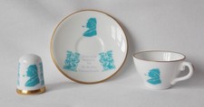 SHERLOCK HOLMES CAVERSWALL CHINA MINIATURE CUP SAUCER & MATCHING THIMBLE RARE