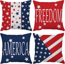 4Th of July Throw Pillow Covers 18X18 Set of 4 Patriotic Pillow Covers American