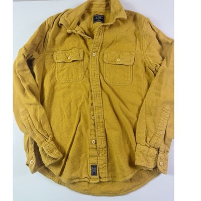 Abercrombie & Fitch Mens Mustard Yellow Flannel Warm Button Down Shirt Medium