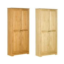 HOMCOM 67" Pinewood Kitchen Pantry Storage Cabinet with 2 Doors