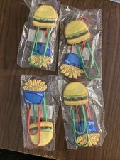 Lot Of 4 Pairs OfNovelty Paper clips Burger  Fries
