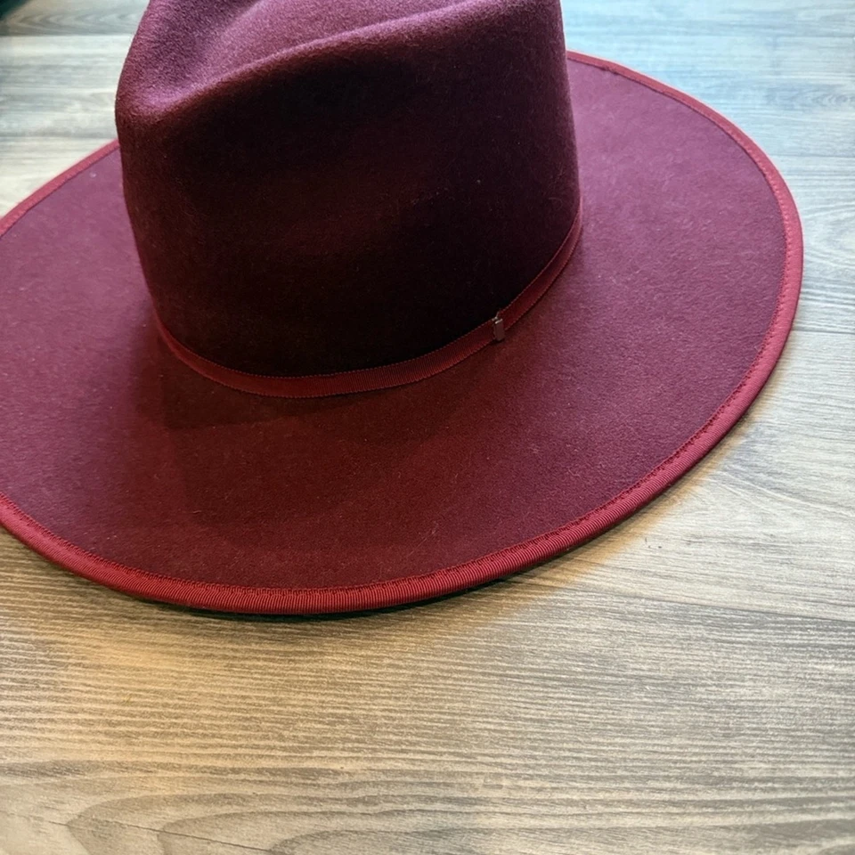Olive & Pique Burgundy Wide Brim Hat 23 inches - Image 2 of 4