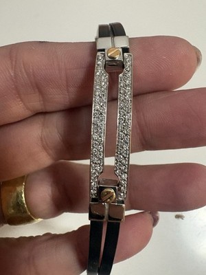 BARAKA Diamond and Leather 18kt Gold Bracelet Made In Italy