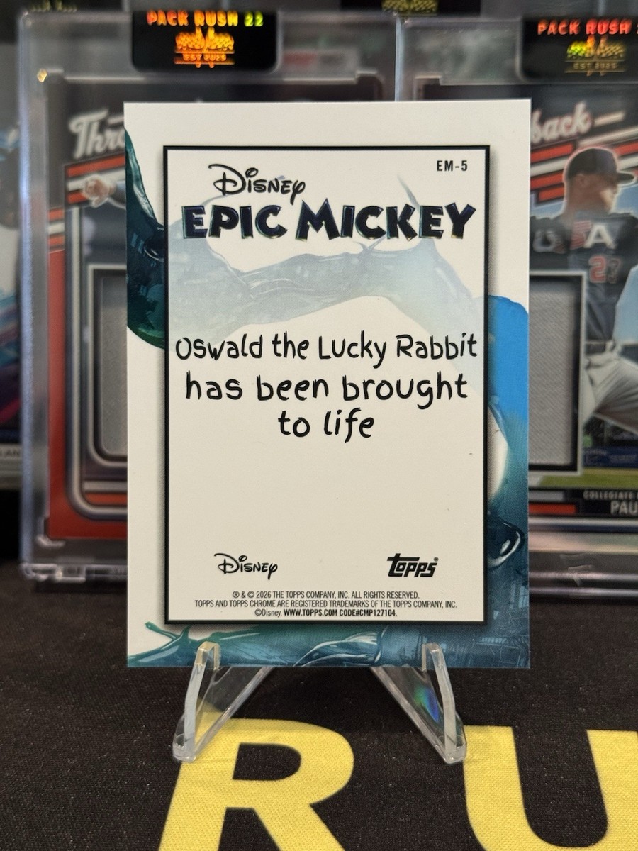 2026 Topps Disney Neon Oswald The Lucky Rabbit Epic Mickey Chrome