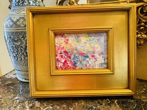 KADLIC Abstract Impasto Original Oil Painting Gold Gilt Frame Fine Art 14x12 - Picture 4 of 8